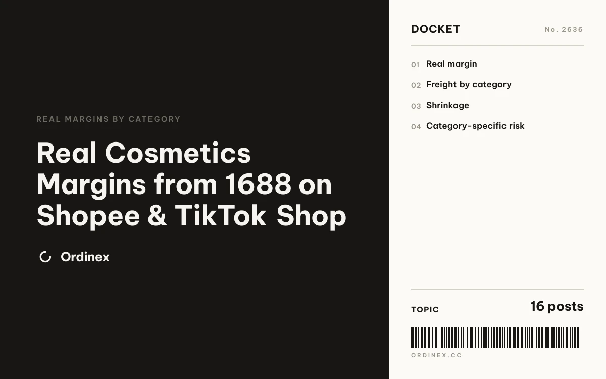 Real Cosmetics Margins from 1688 on Shopee & TikTok Shop