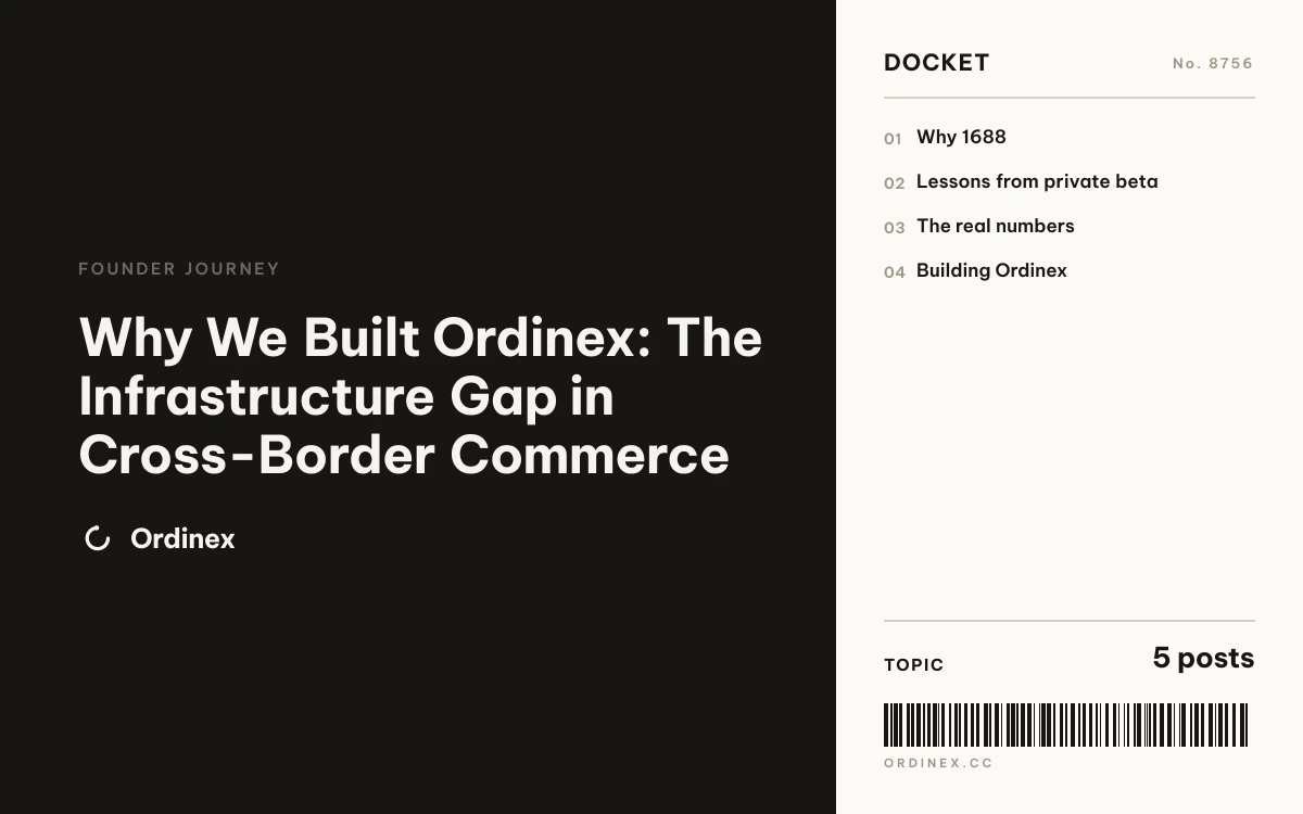 Why We Built Ordinex: The Infrastructure Gap in Cross-Border Commerce