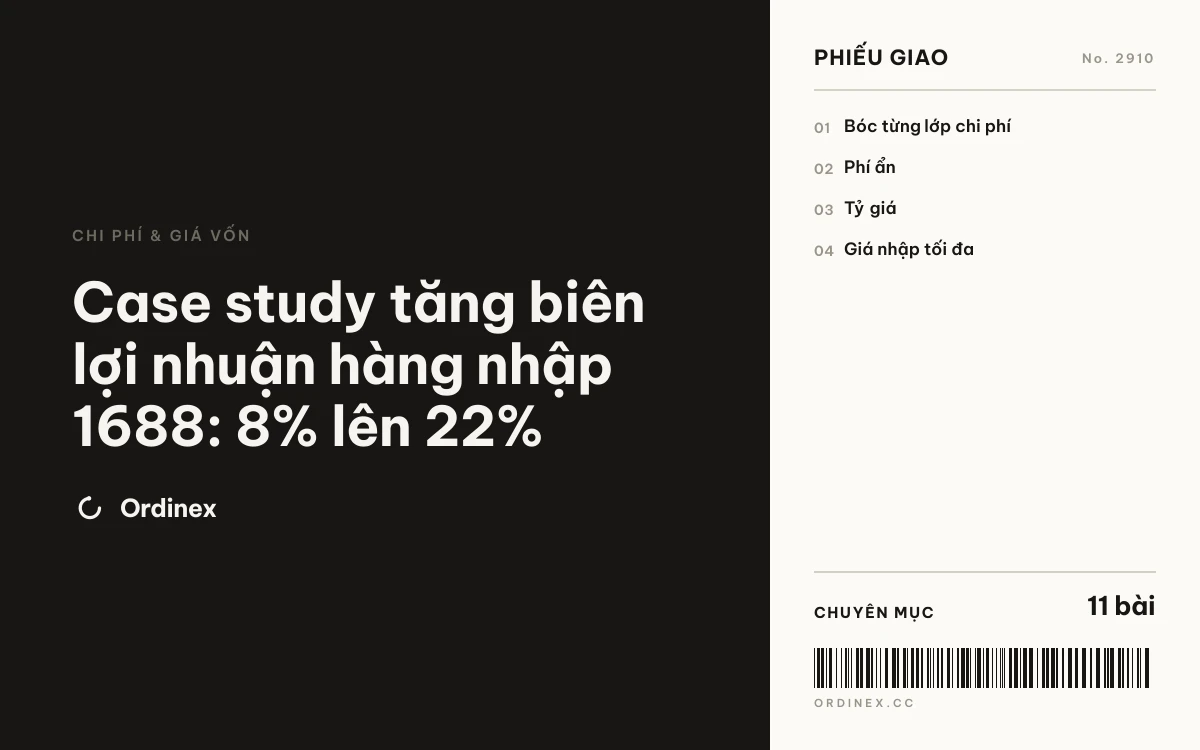 Case study tăng biên lợi nhuận hàng nhập 1688: 8% lên 22%