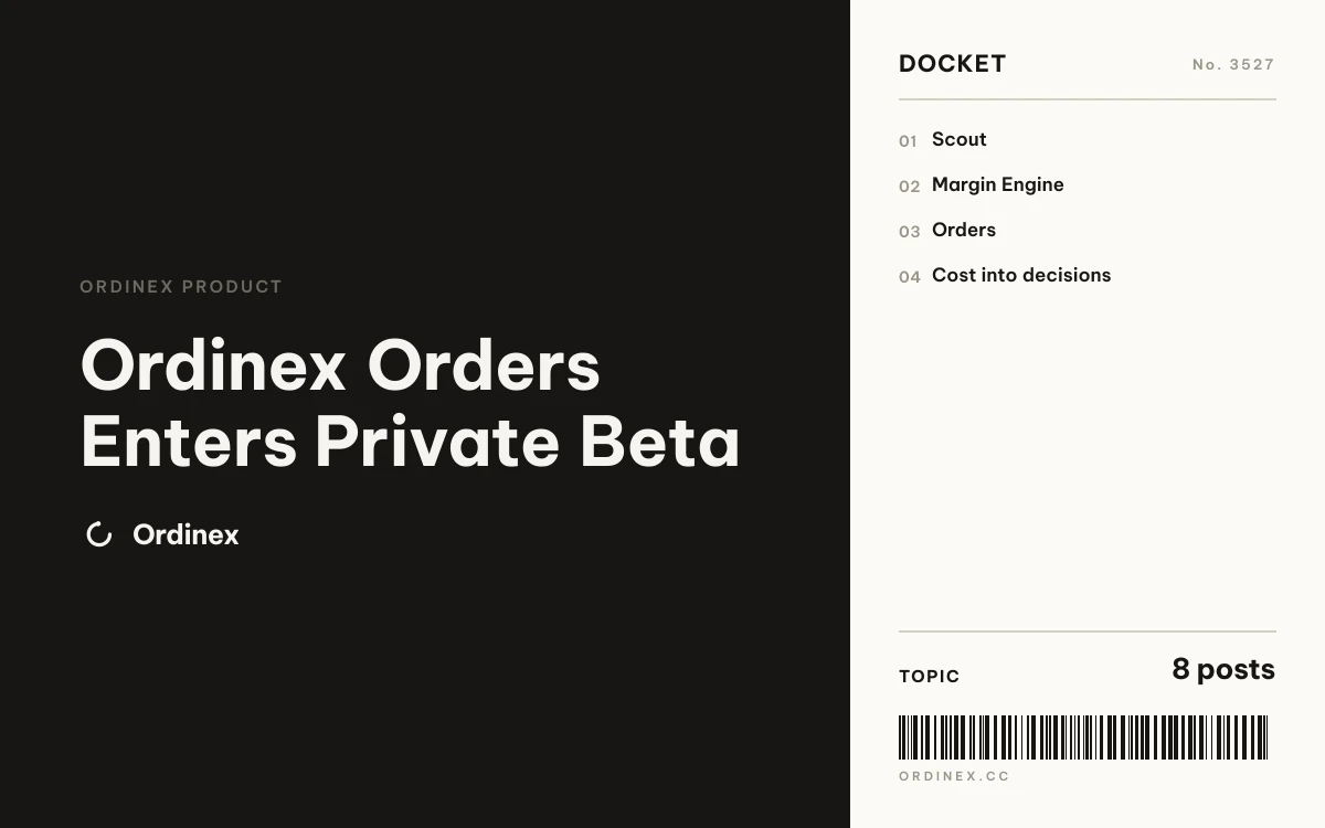Ordinex Orders Enters Private Beta