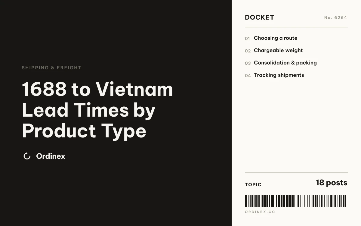 1688 to Vietnam Lead Times by Product Type