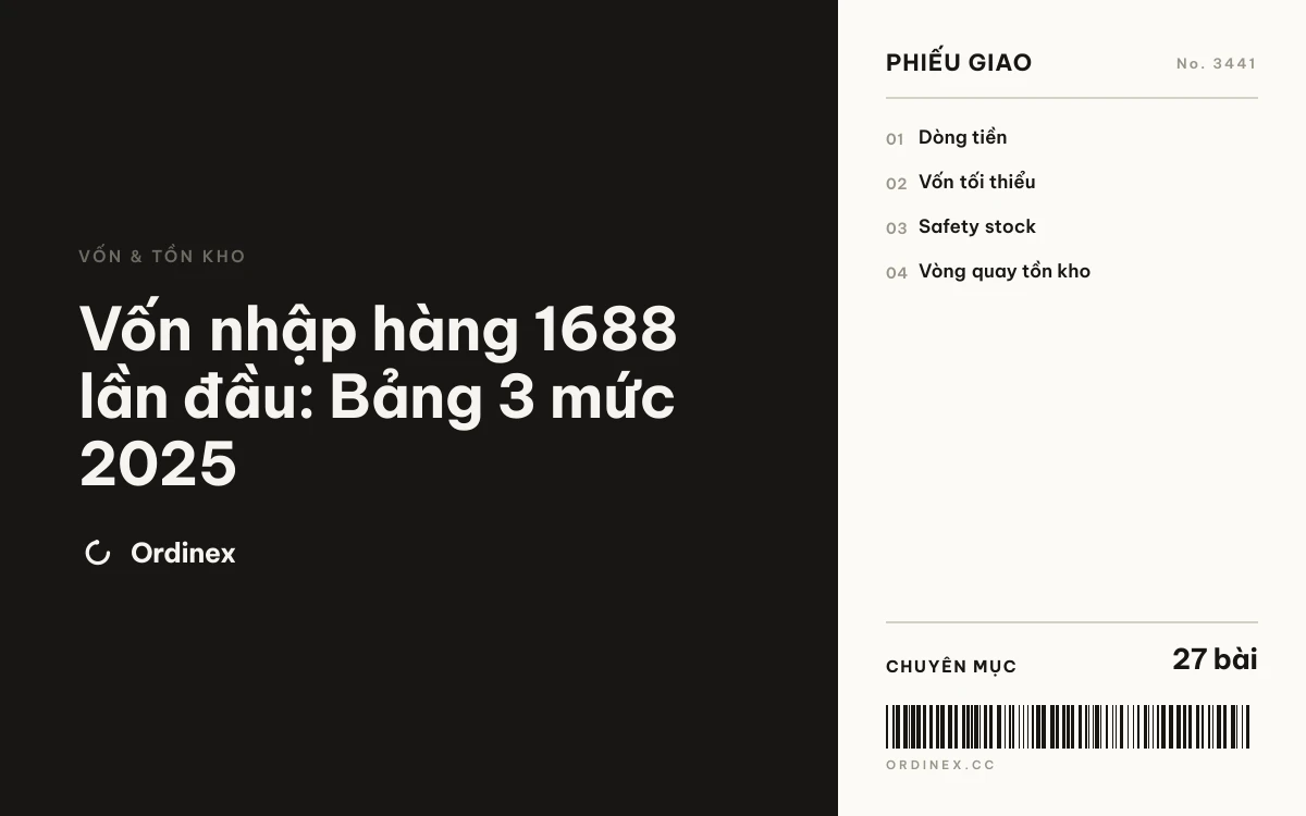 Vốn nhập hàng 1688 lần đầu: Bảng 3 mức 2025