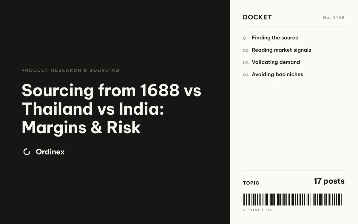 Sourcing from 1688 vs Thailand vs India: Margins & Risk