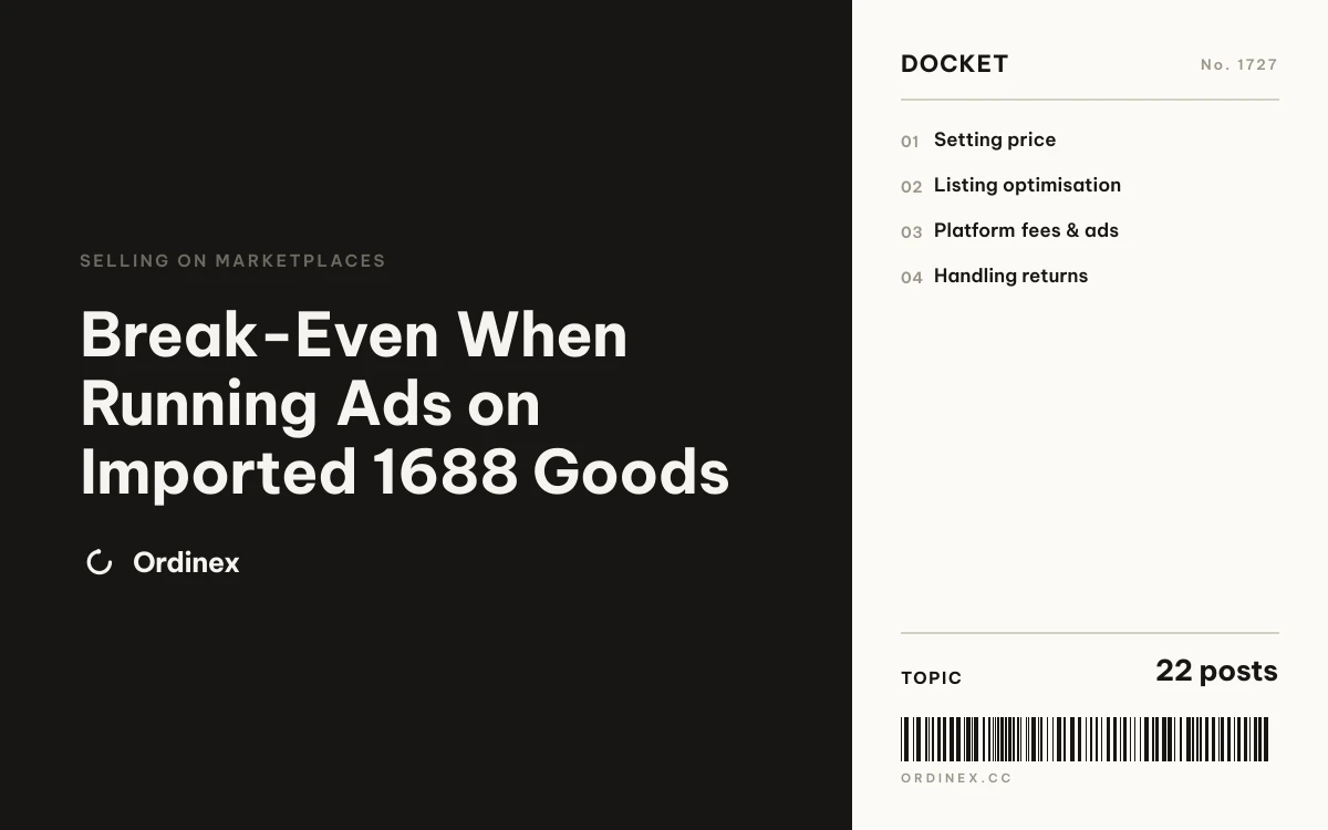 Break-Even When Running Ads on Imported 1688 Goods