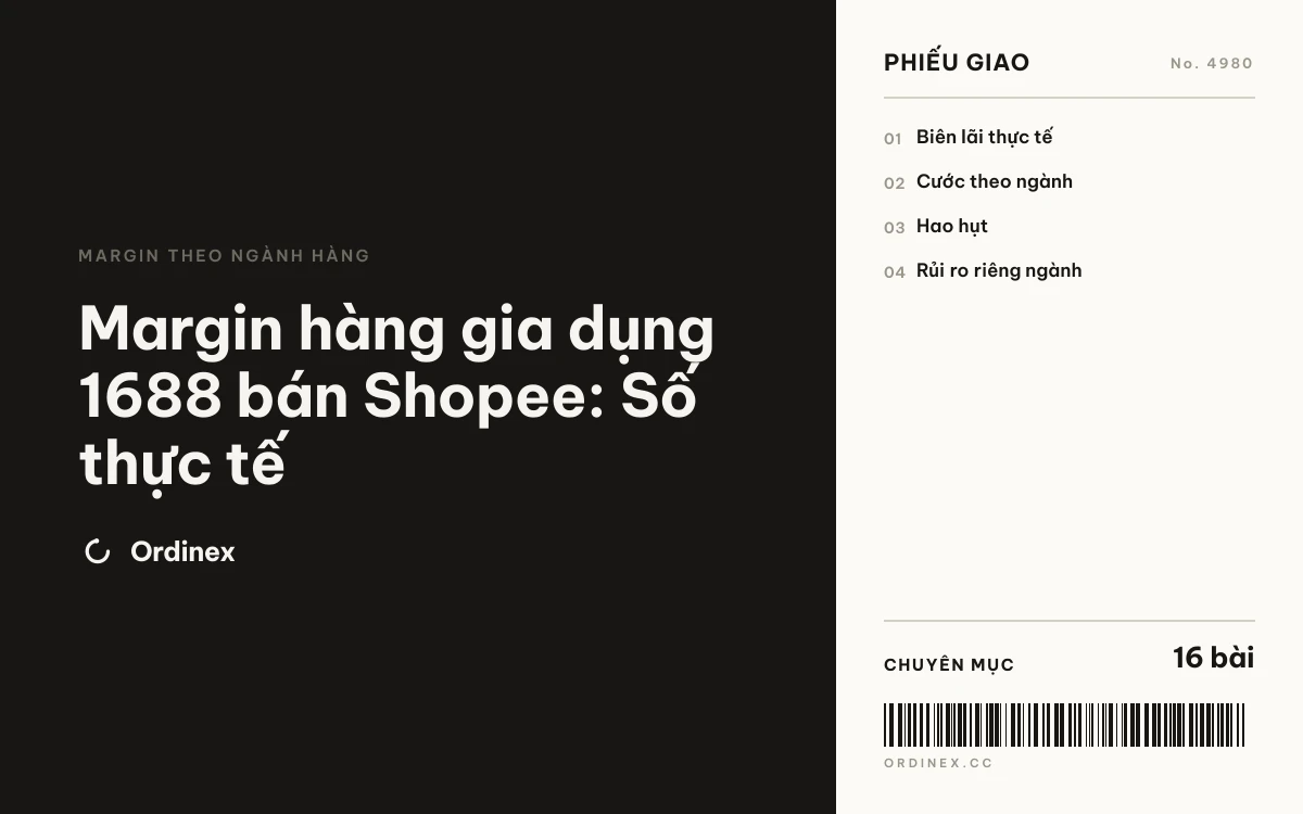 Margin hàng gia dụng 1688 bán Shopee: Số thực tế