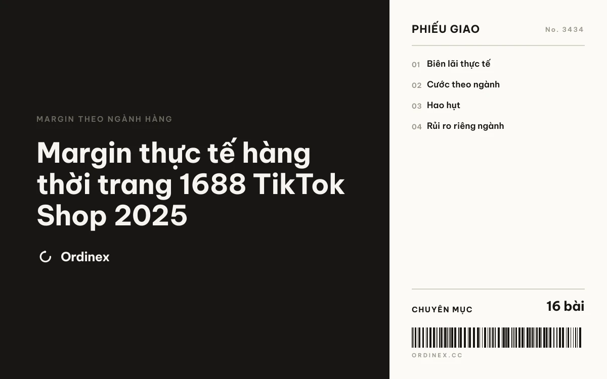 Margin thực tế hàng thời trang 1688 TikTok Shop 2025
