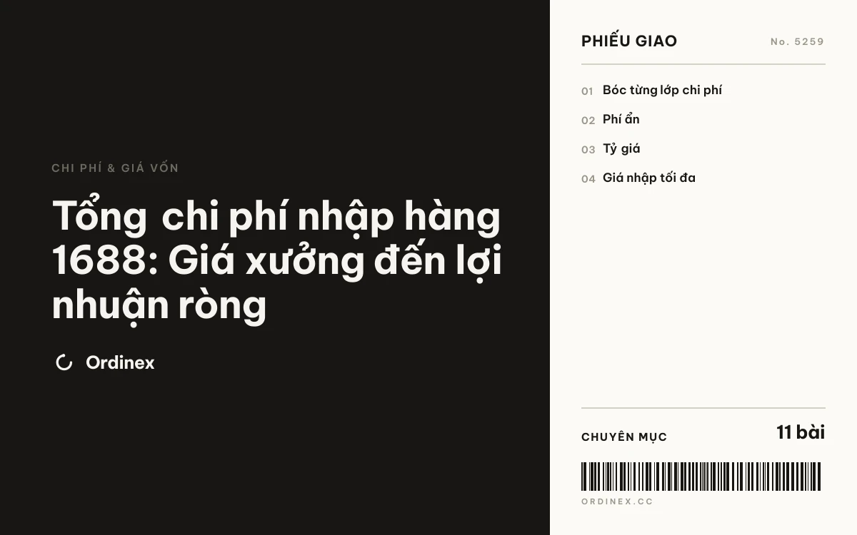 Tổng chi phí nhập hàng 1688: Giá xưởng đến lợi nhuận ròng