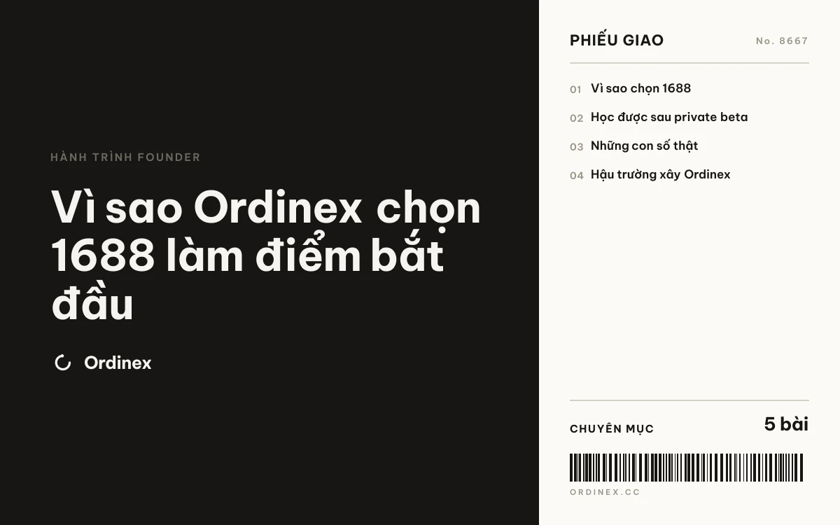 Vì sao Ordinex chọn 1688 làm điểm bắt đầu